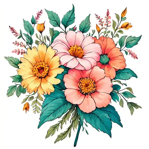 May June July And August Birth Flowers Intertwined