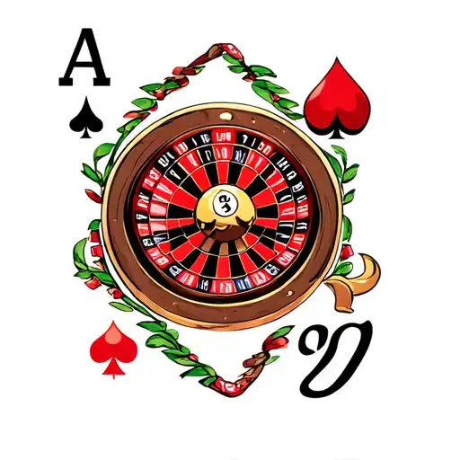 Spade Of Jack And Club Of Jack Next To A Roulette Wheel That Has The Ball Landing In The Number 20
