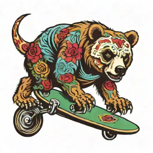 Grateful Dead Bear On Skateboard