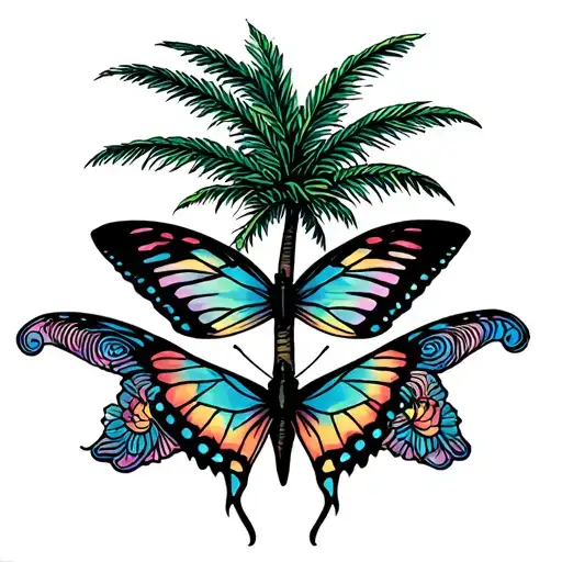 Palm Tree And Butterfly