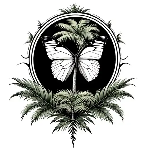 Palm Tree And Butterfly