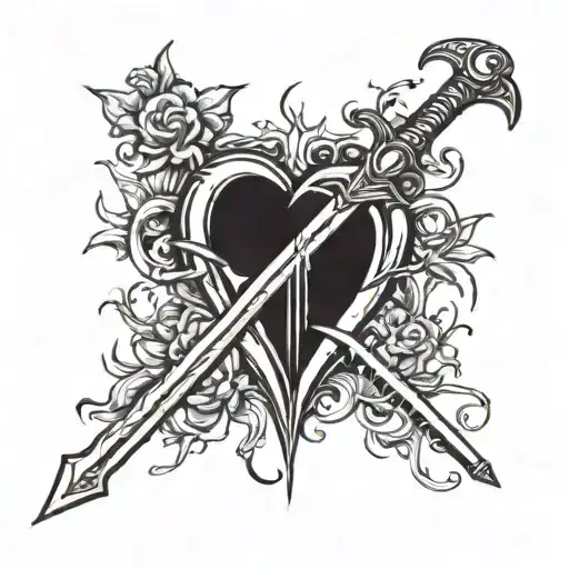 Christian Orthodox Sword Impaling A Heart With Thorns Around It