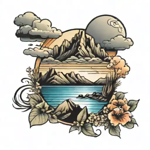 Beach With Mountains Panorama