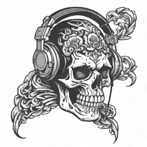 Skull Wearing Headphones