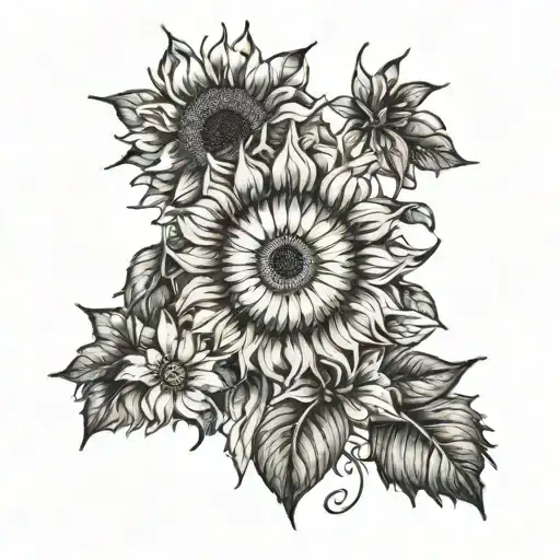 Sunflower Tattoo With Animals