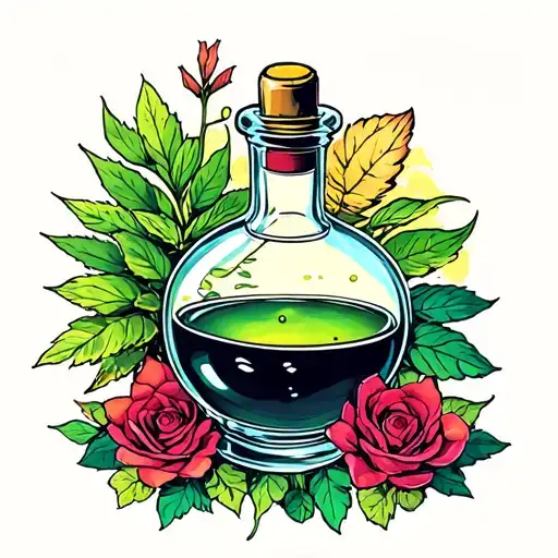 Potion Bottle And Niffler Fancy Plant Behind It