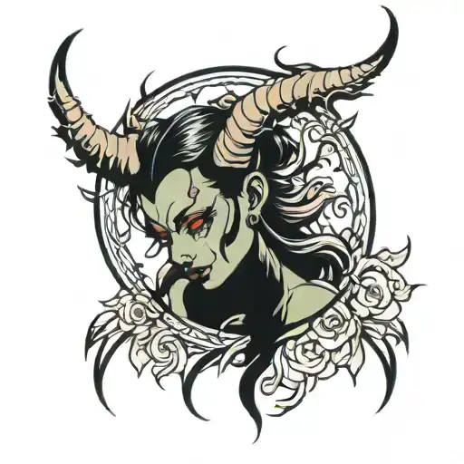 Demon Girl Silhouette Full Color