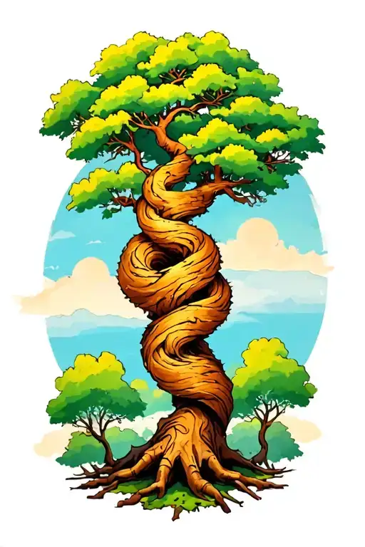 Multicoloured Tree With Joseph Twisting Up The Trunk