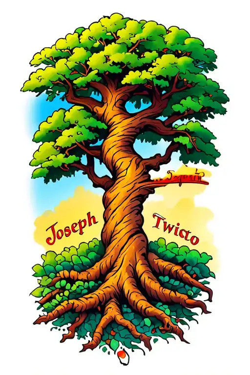 Multicoloured Tree With The Name Joseph Twisting Up The Trunk