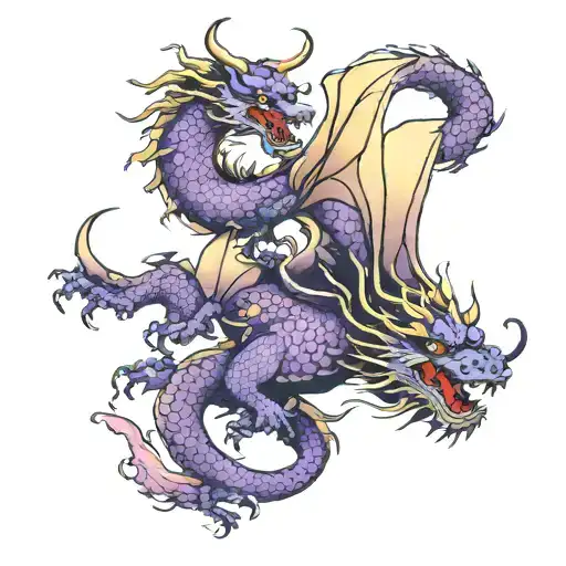 Purple Japanese Dragon Flying