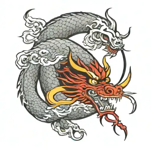 Chinese Dragon Eating The Moon