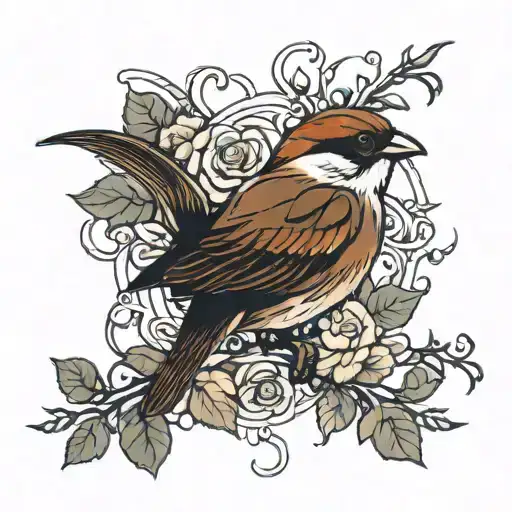 Sparrow Stabbed By Rose Thorn Vine