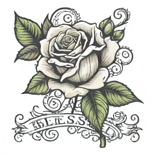 Rose With Stem That Spells Blessed Written