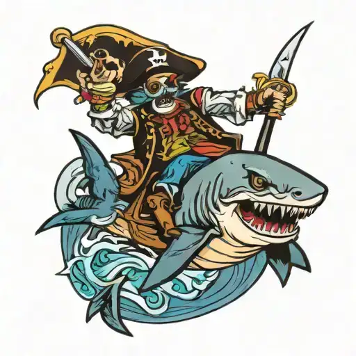 Pirate Zombie Riding A Shark