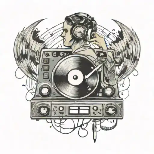 Dj Controller Surrounded By Music He With Headphones