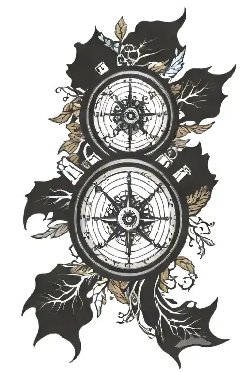 Bike Wheel Combined With Compass And Trees