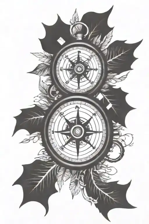 Bike Tire And Compass And Trees