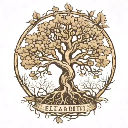 Oak Tree With Roots Spelling Elizabeth