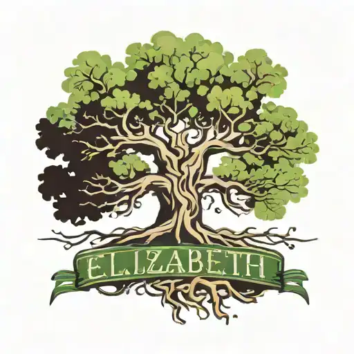 Oak Tree With Roots Spelling Elizabeth Written
