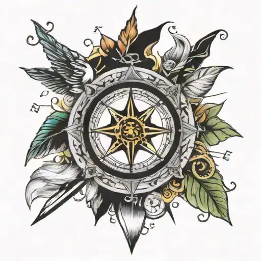 Compass Surrounded By Various