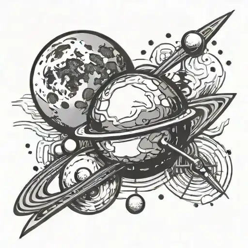 Mars With It's Moon Black And White