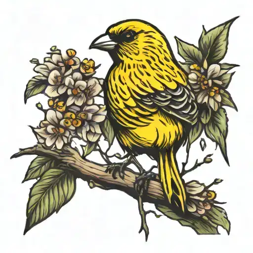 Canary Bird In Branch
