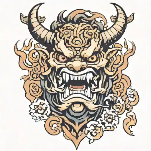 Oni With Scroll In Mouth Open