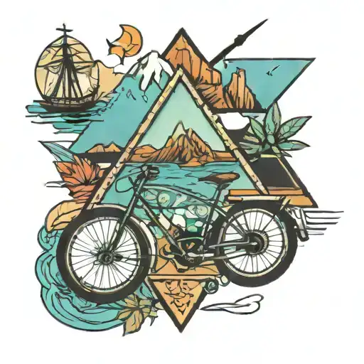 Triangle Palma Sea Beach Mountains Racing Bike Outside Compass