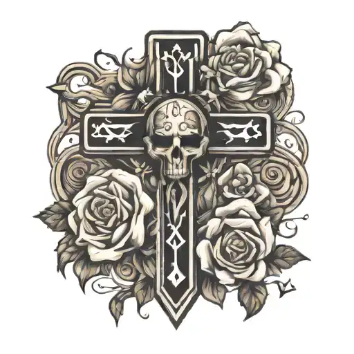 God With Flowers And Crosses With Love Yourz Written