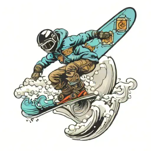 Snowboarder Jumping Off A Mountain Into The Ocean