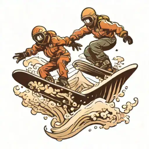 Snowboarder Jumping Off A Mountain Into The Ocean