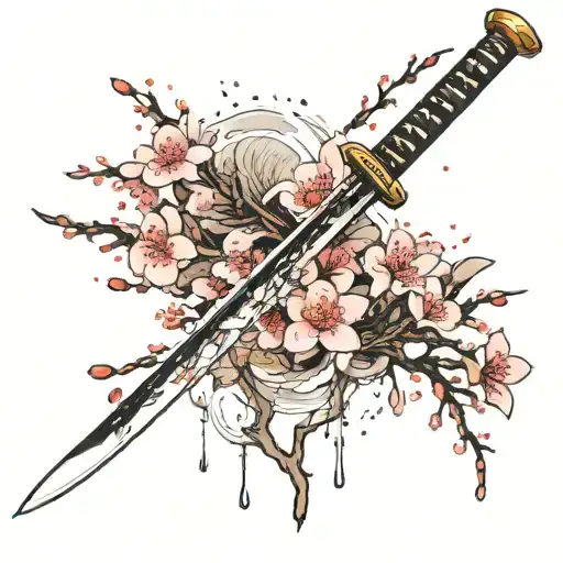 Katana Blade Disintegrating Into Sakura Petals