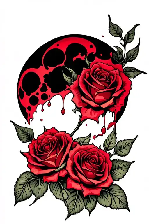 Roses Blood Red Moon