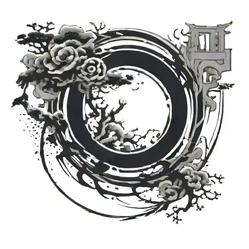 Enso Circle Contains A Tori Gate
