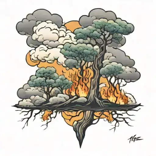 Trees Clouds Of Fire