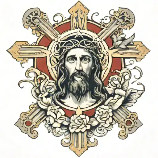 Jesus In Cross Surrounded