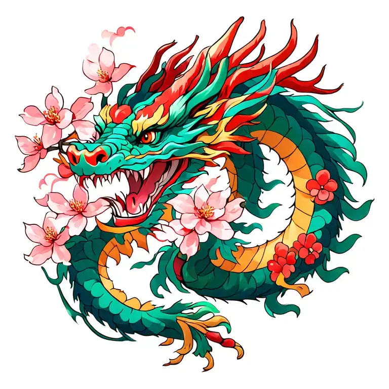 Cherry Blossom And Dragon