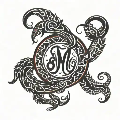 Tribal Style Scorpio With Letter M & G Clef Mixed
