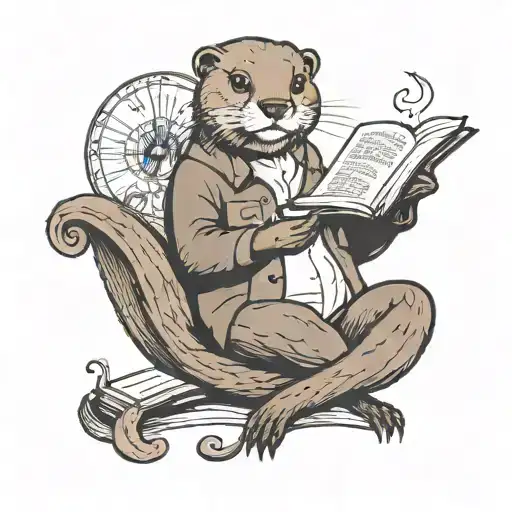 Otter With A Monical Reading A Book