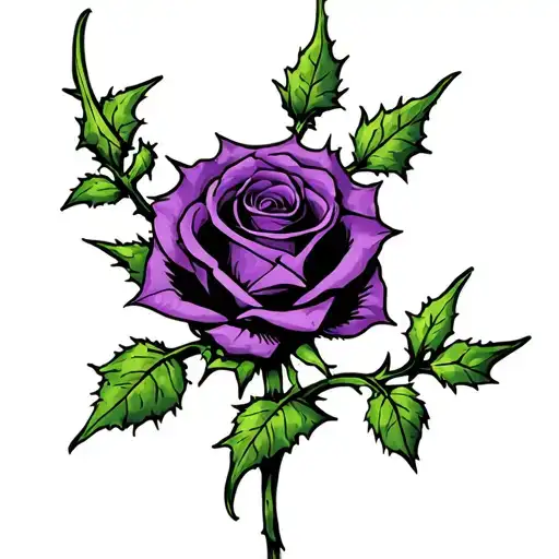 Purple Rose With Thorns Wrapped