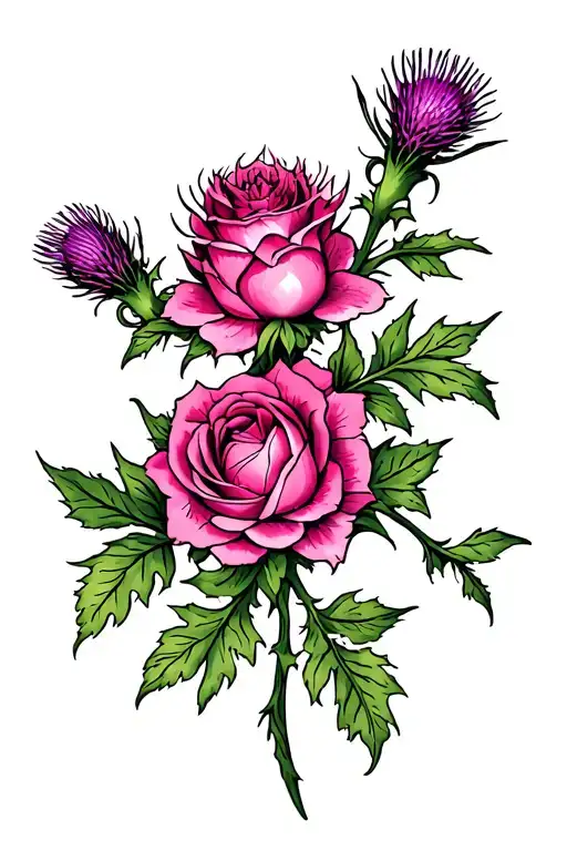 Scottish Thistle And English Rose Intertwined