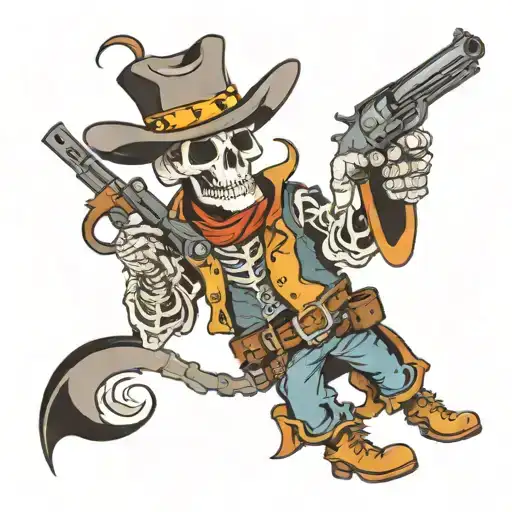 Cartoon Cowboy With Gun Skeleton
