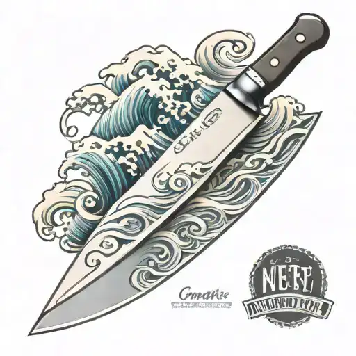 Chef Knife With Waves Inside Of It