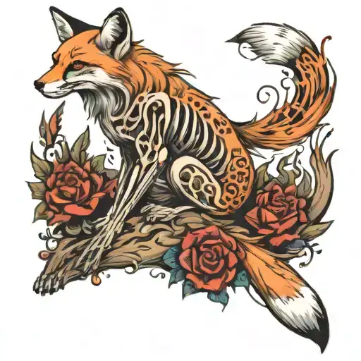 Half Alive Half Skeleton Down The Middle Full Body Fox For An Arm Sleve