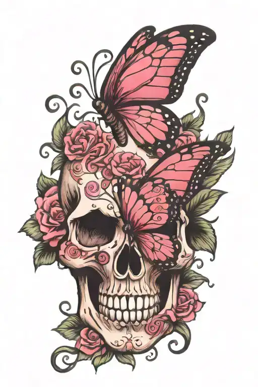 Pink Butterfly Skull