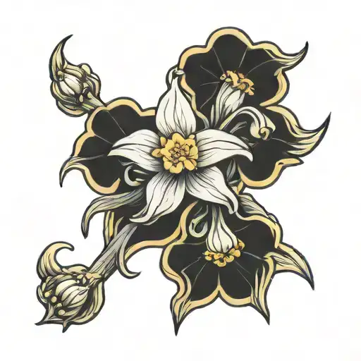 Aries Zodiac Symbol Incorporated Daffodil Flowers Intertwined
