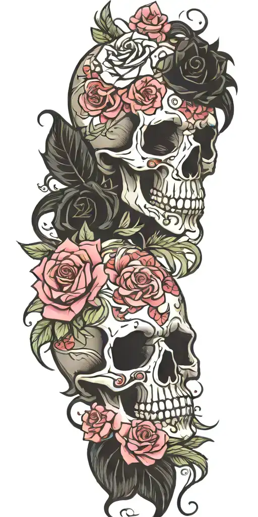 Skull Rosa Tribal