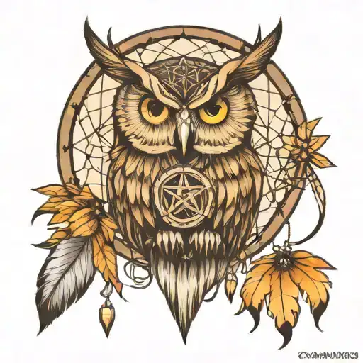Owl Moon Dreamcatcher Pentagram