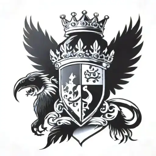Family Crest With Crown And Shield