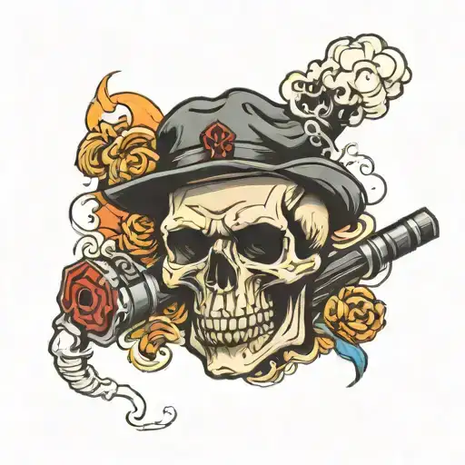 Piston Skull Smoking Cigar